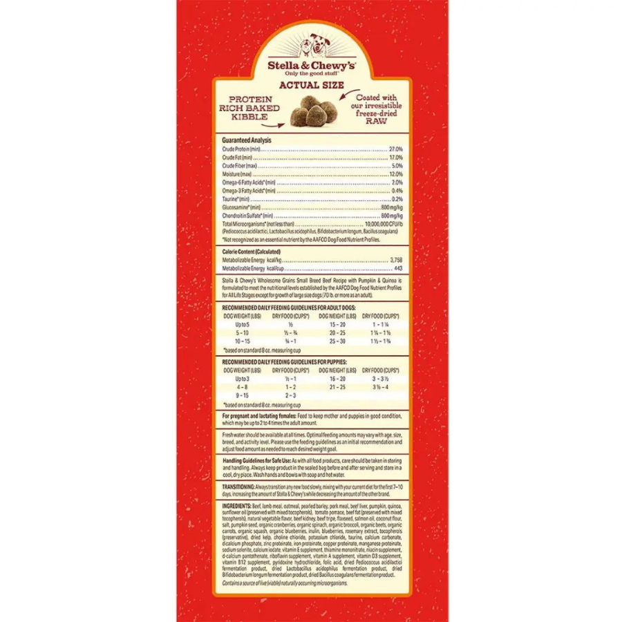 Stella & Chewy's Wholesome Grain Beef Small Breed Recipe Raw Coated Baked Kibble Dog Food - Mutts & Co.