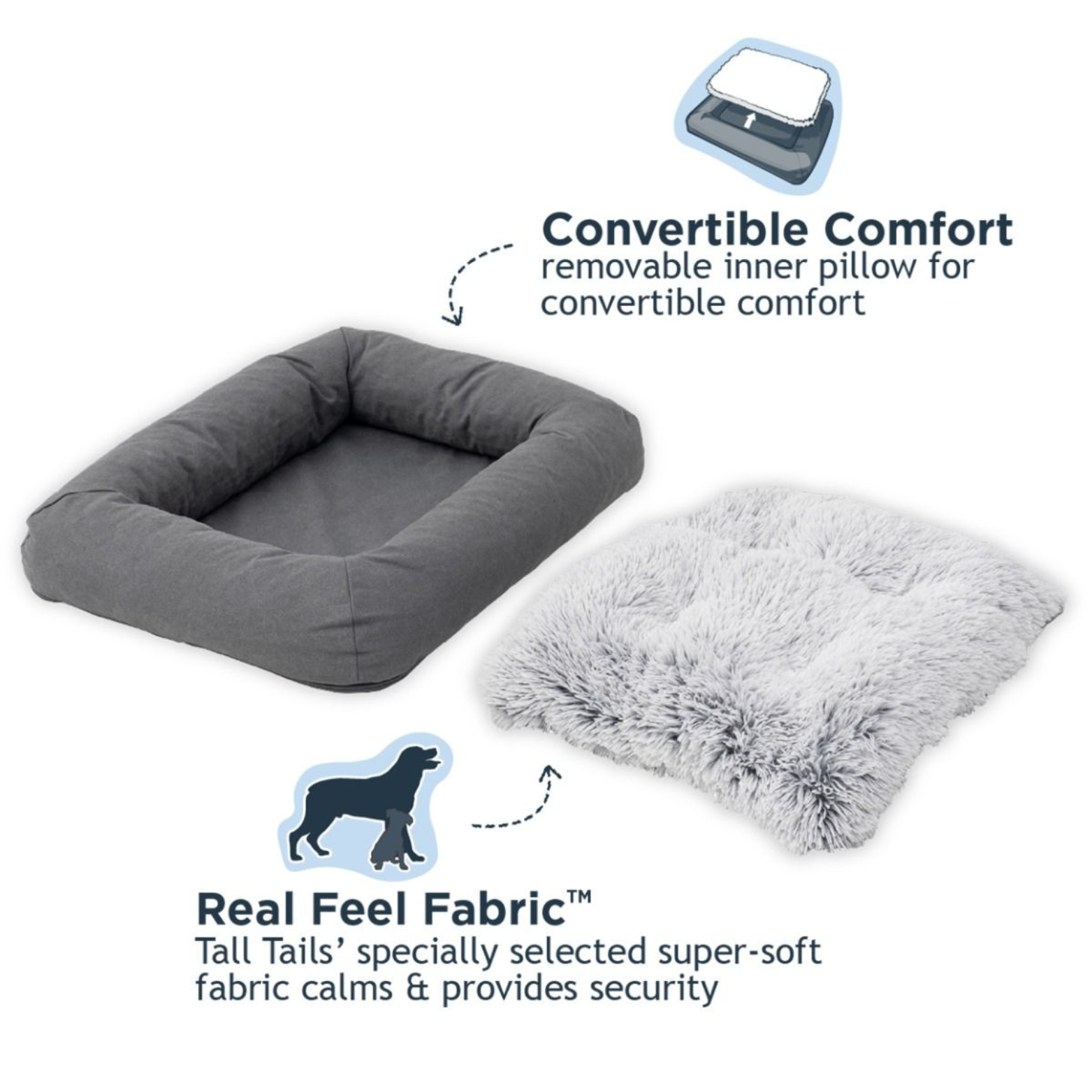 Tall Tails All-In-One Dog & Cat Bed, Grey