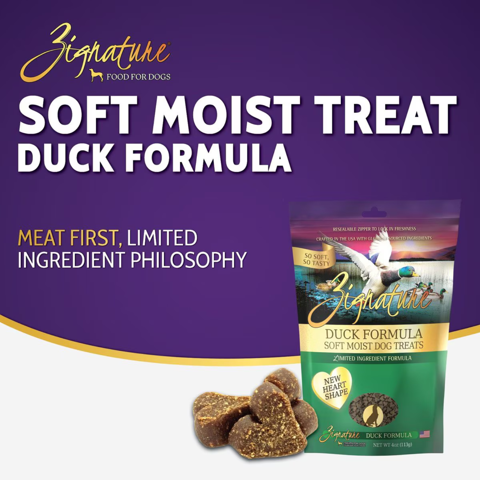 Zignature Duck Formula Soft & Chewy Dog Treats 4 oz