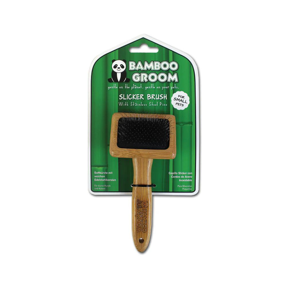 Bamboo Groom Slicker Brush with Stainless Steel Pins
