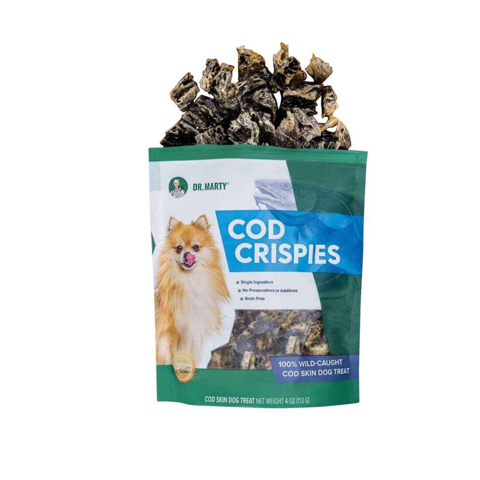 Dr. Marty Grain-Free Air Dried Dog Treats Cod Skin Crispies 4 oz