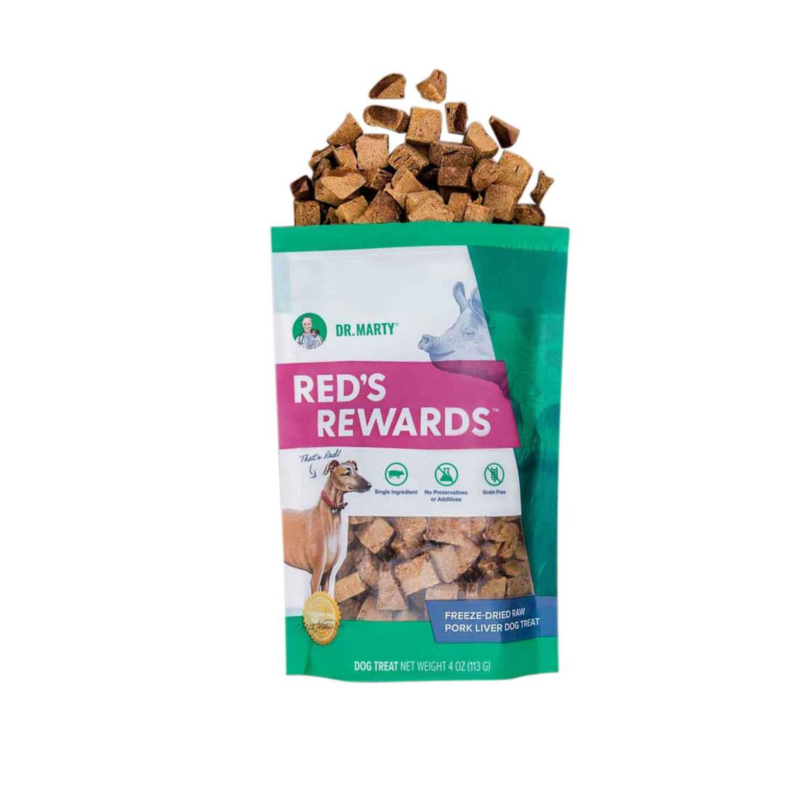 Dr. Marty Grain-Free Freeze Dried Dog Treats Red's Rewards Pork Liver 4 oz