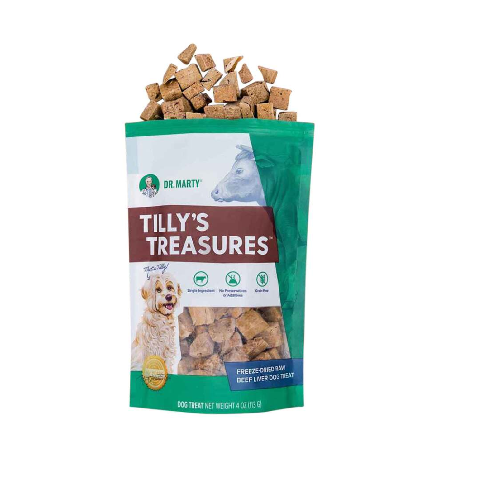 Dr. Marty Grain-Free Freeze Dried Dog Treats Tilly's Treasures Beef Liver 4 oz