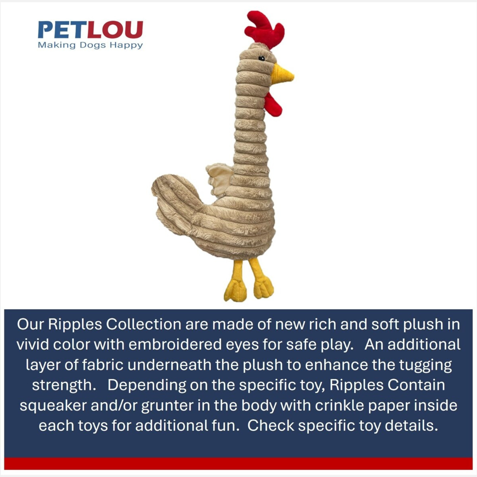 Petlou Farm Friends Rooster Dog Toy 31"