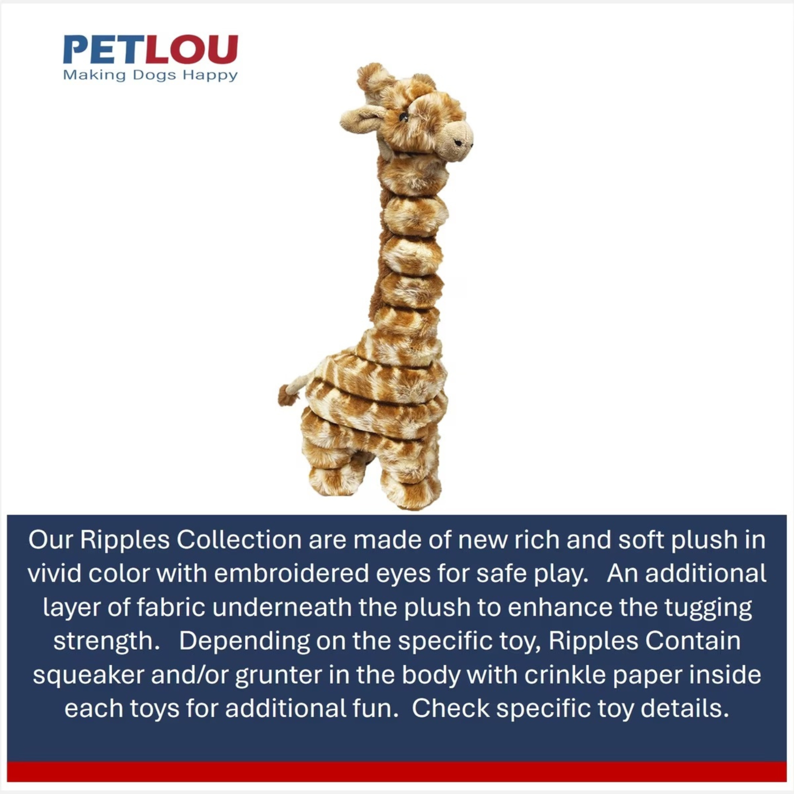 Petlou Ripples Zoo Friends Giraffe Dog Toy