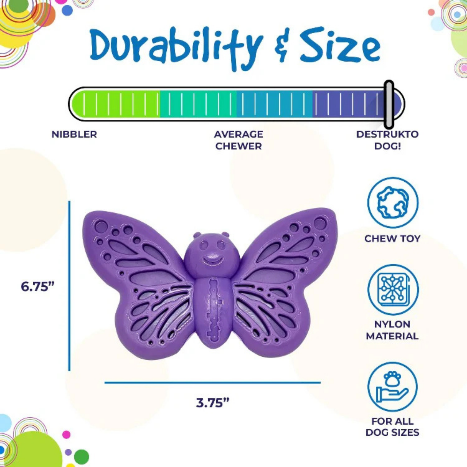 SodaPup Butterfly Ultra Durable Nylon Dog Chew & Enrichment Toy