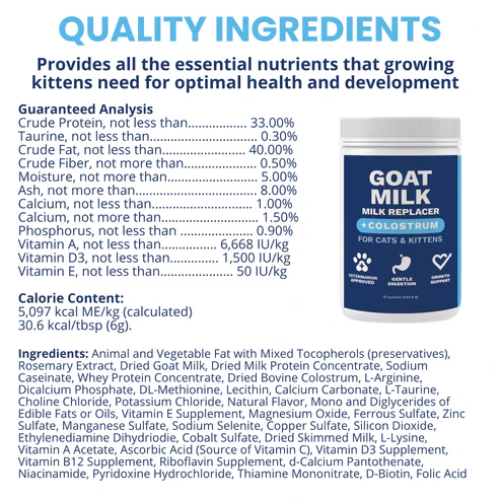 Under The Weather Goat Milk Replacer with Colostrum Powder for Kittens 12oz