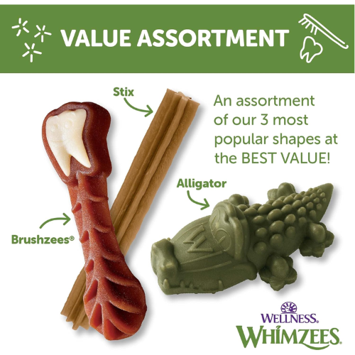 Whimzees Brushzees Dental Chews Natural Grain-Free Dental Dog Treats Value Box