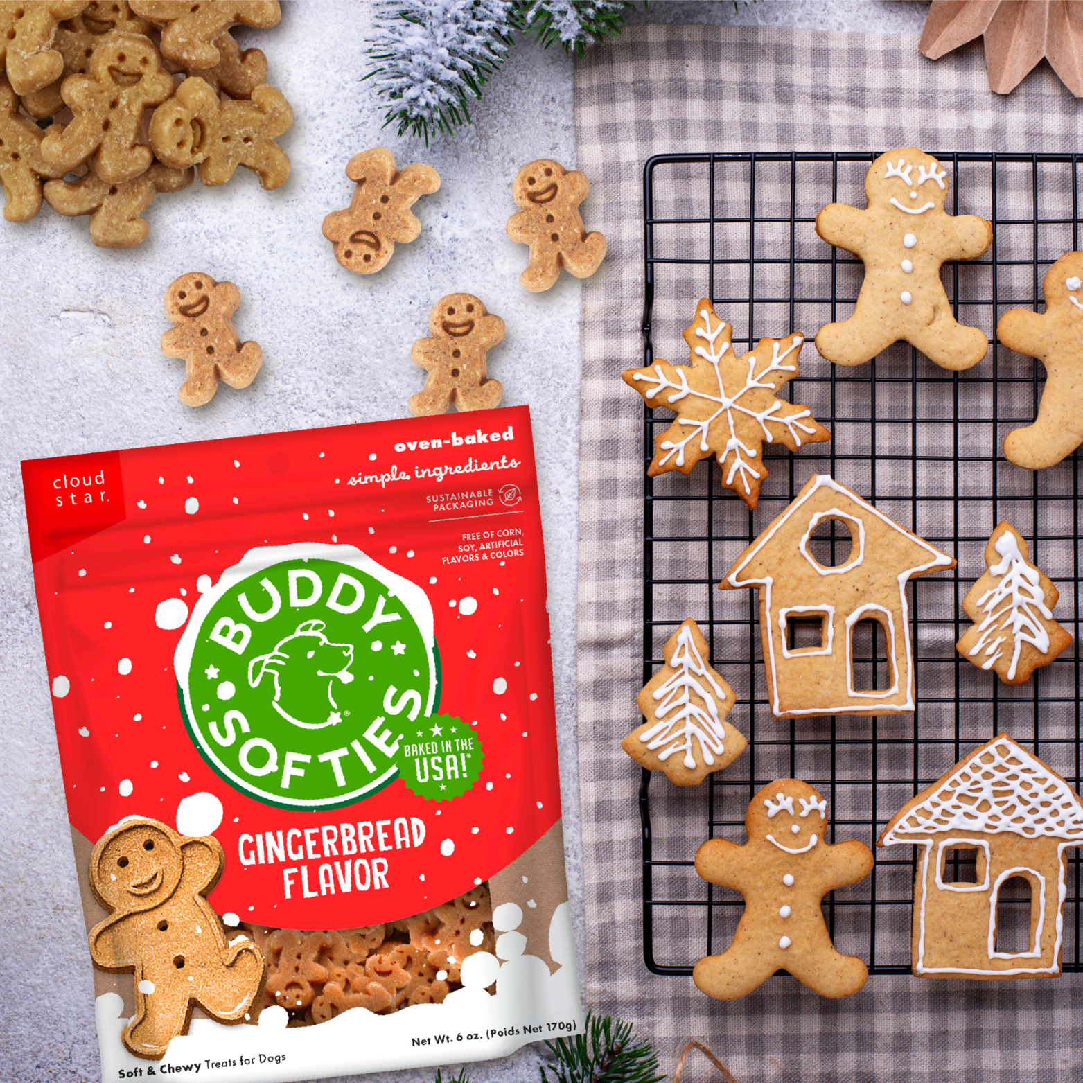 Cloud Star Buddy Biscuits Softies Soft & Chewy Dog Treats Gingerbread 6 oz