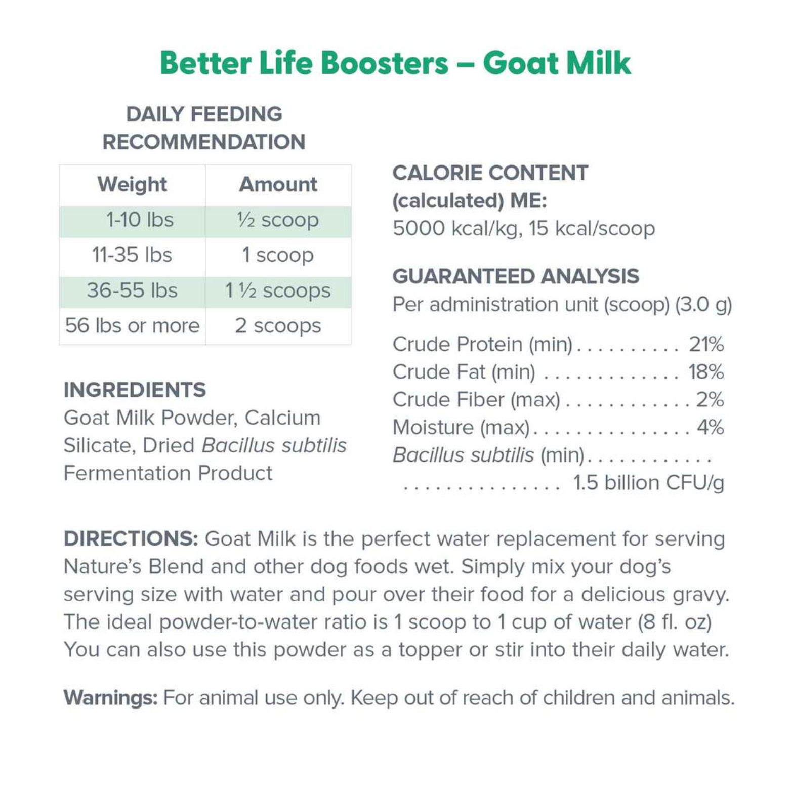 Dr. Marty Better Life Boosters Goat Milk Powder for Dogs 3.17 oz