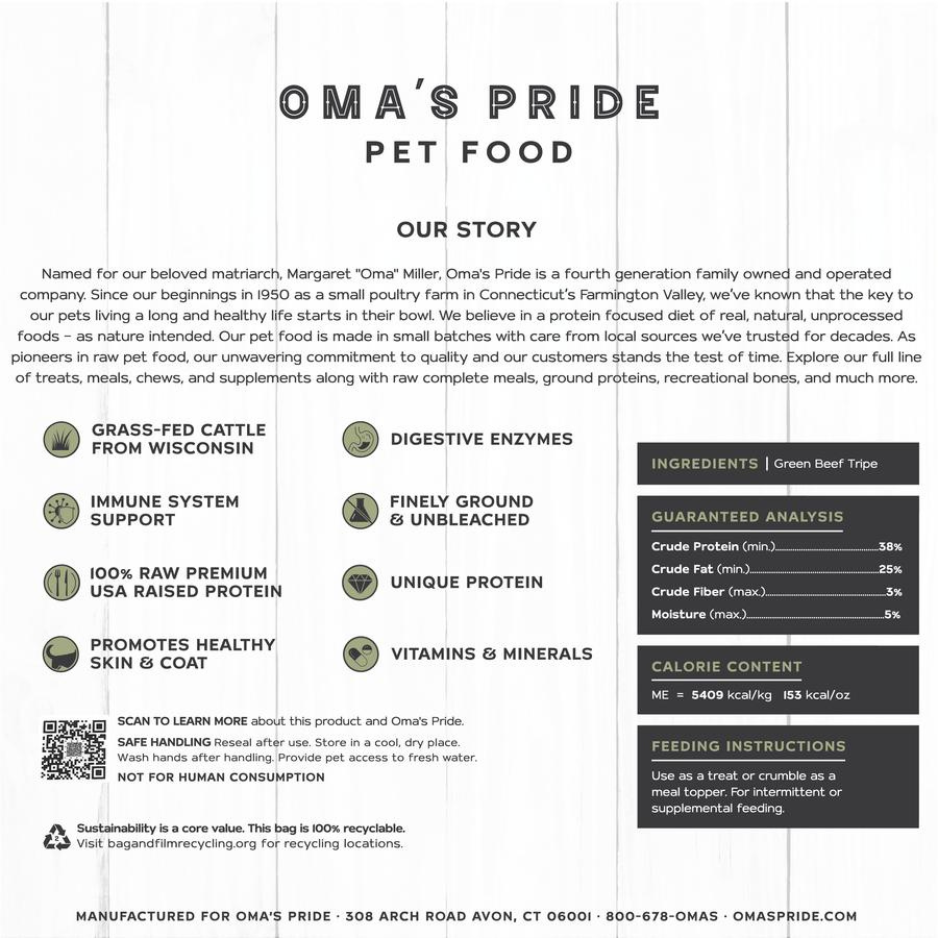 Oma's Pride Beef Tripe Flats Freeze-Dried Dog & Cat Food