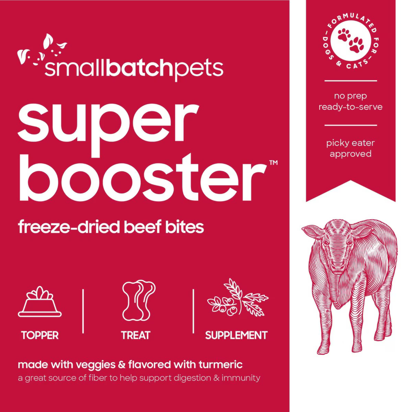 Smallbatch Pets Super Booster Beef Bites Grain-Free Adult Freeze-Dried Dog & Cat Treats