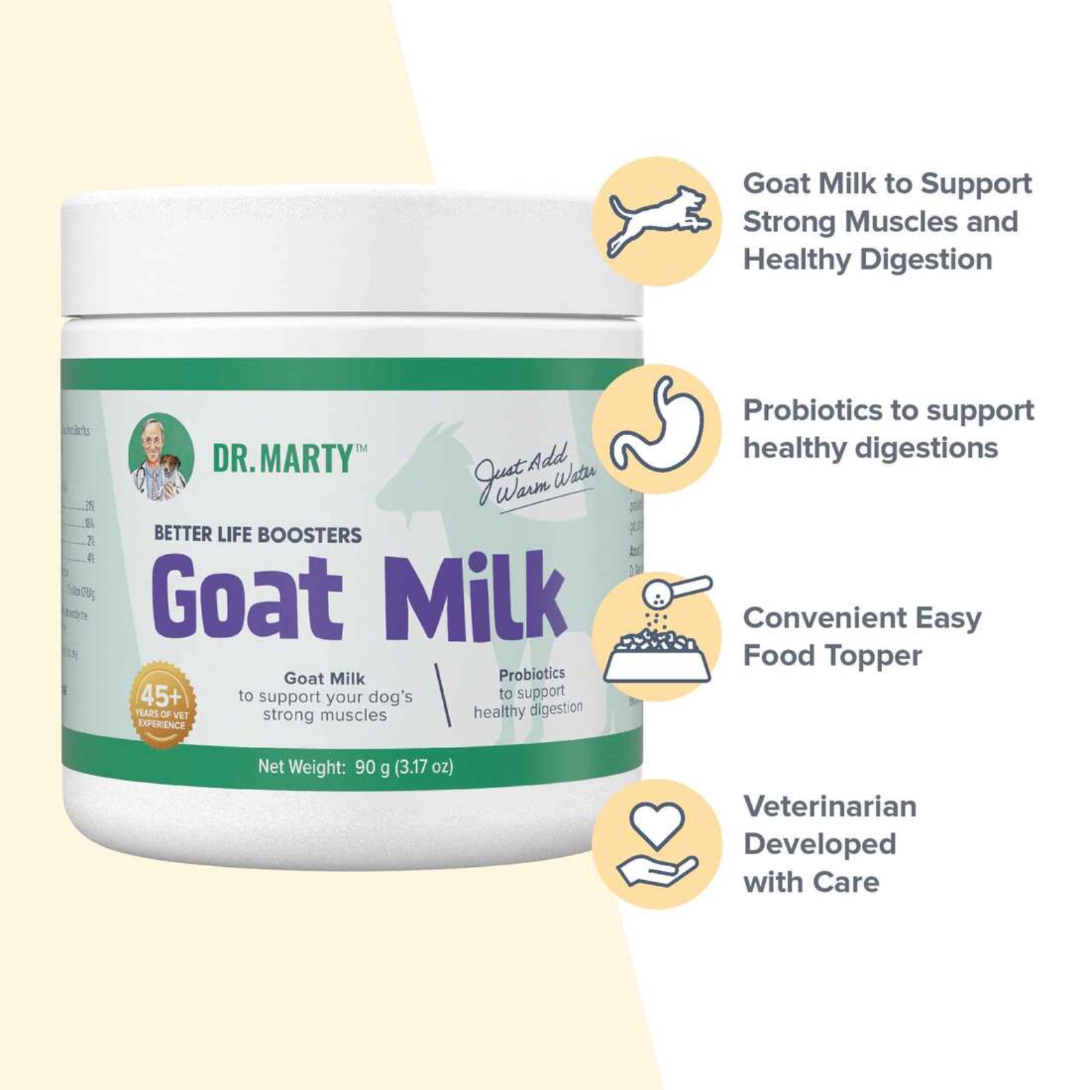 Dr. Marty Better Life Boosters Goat Milk Powder for Dogs 3.17 oz