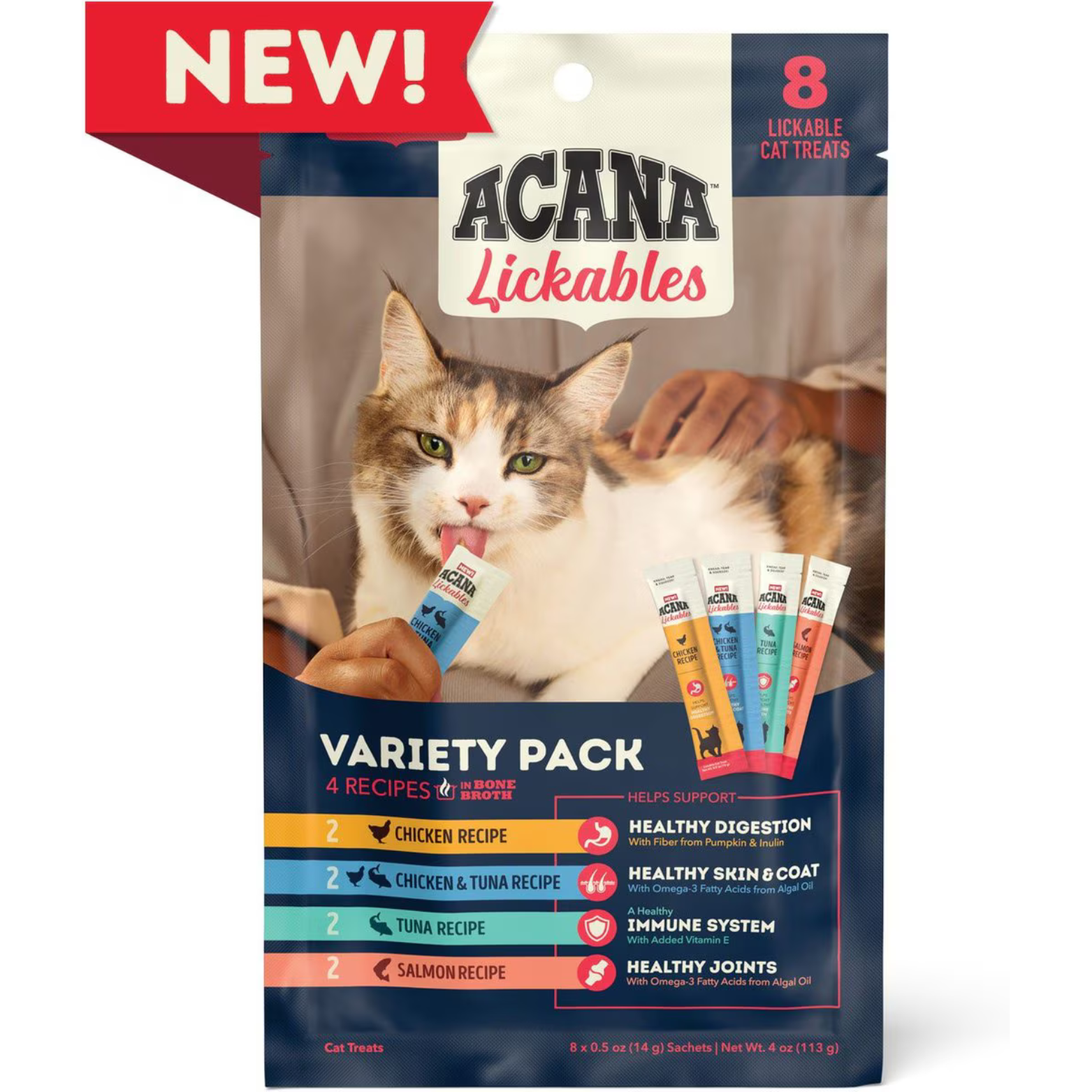 Acana Lickables Variety Pack Cat Treats, 4 oz, 8 count