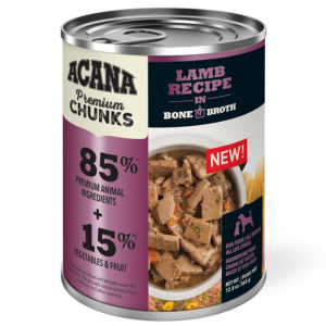 Acana Premium Chunks Lamb Recipe in Bone Broth Canned Dog Food, 12.8-oz