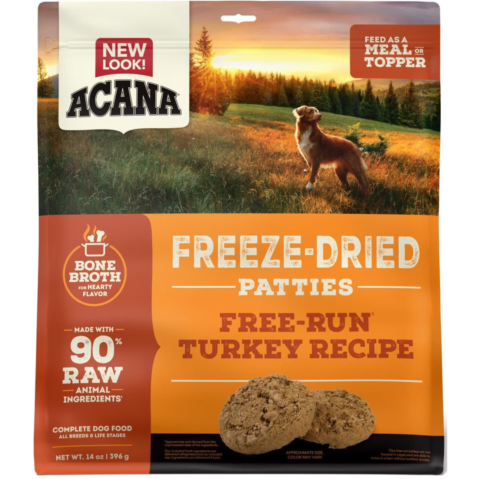 Acana Turkey Recipe Patties Grain-Free Freeze-Dried Dog Food & Topper 14-oz