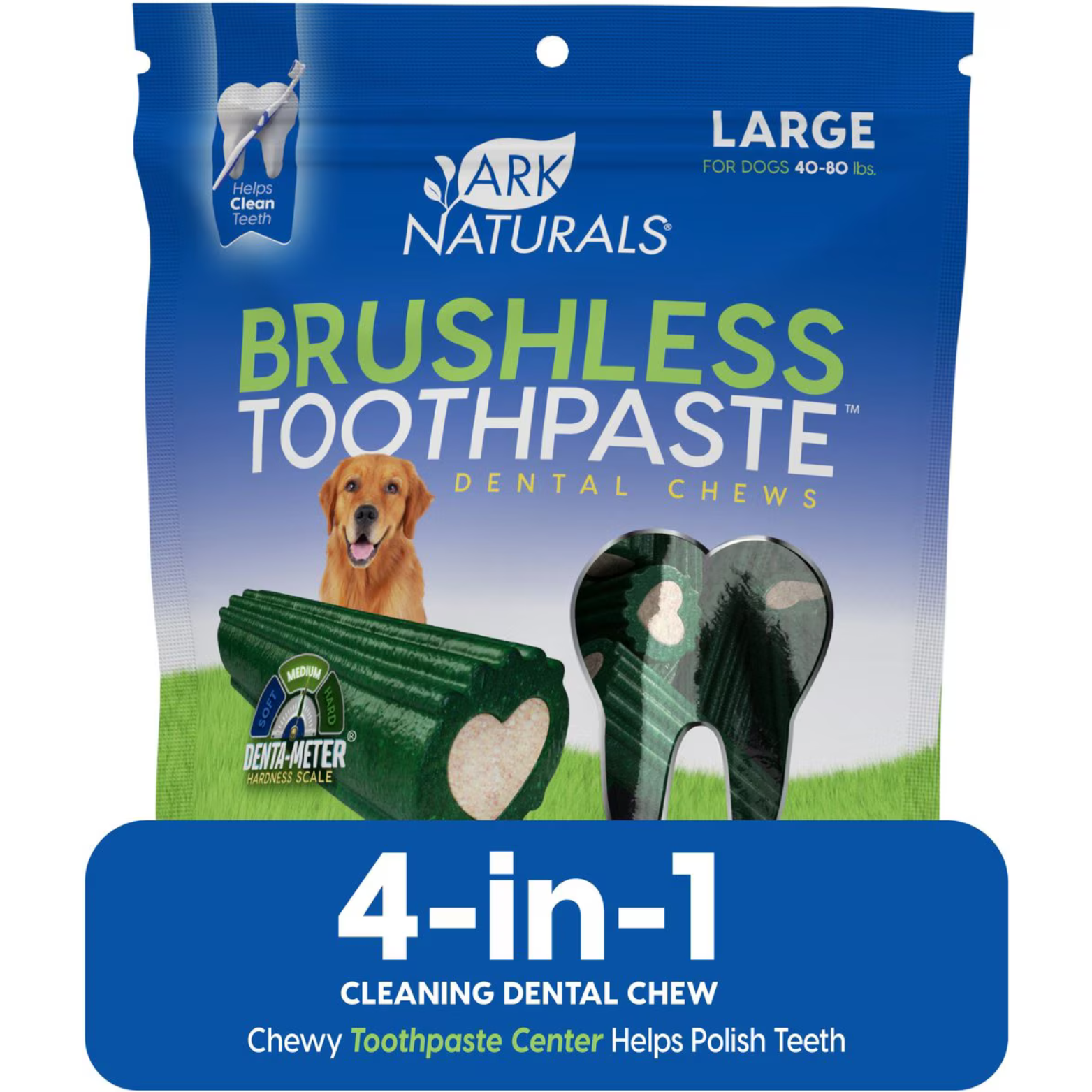 Ark Naturals Brushless Toothpaste Large Dental Dog Treats, 18-oz