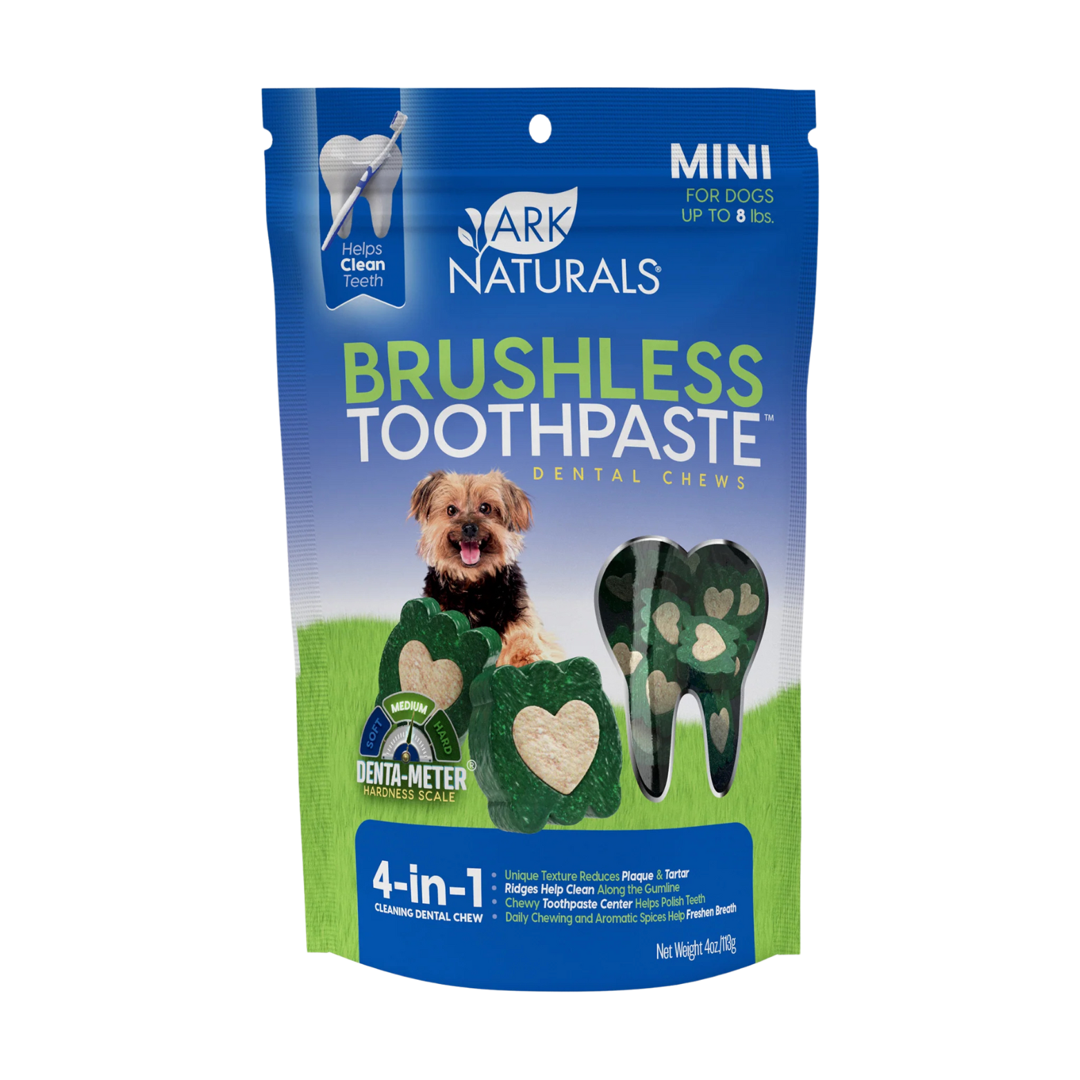 Ark Naturals Brushless Toothpaste Mini Dental Dog Treats, 4-oz