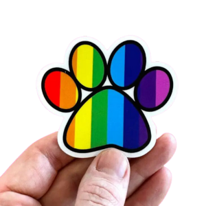 Bad Tags Rainbow Paw Print Vinyl Sticker