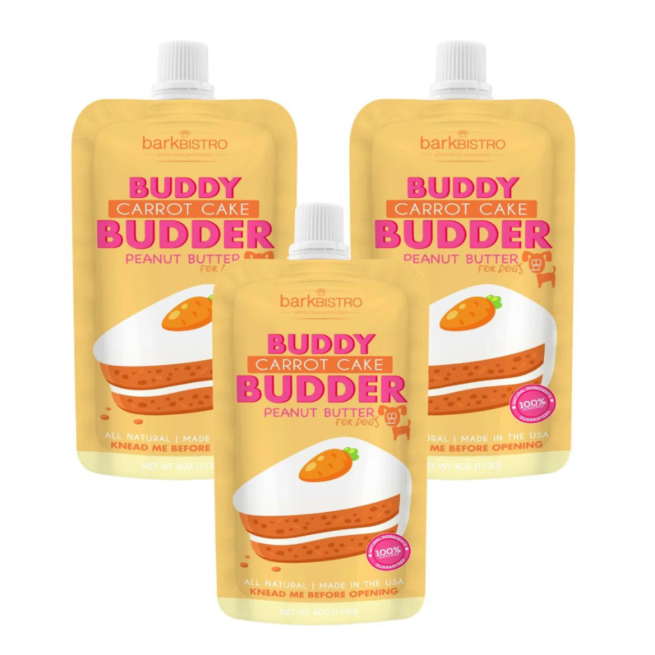 Bark Bistro Carrot Cake Budder Dog Peanut Butter Squeeze Packs 4oz