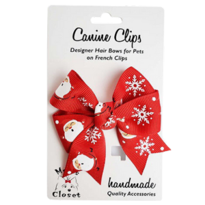 Barker's Bowtique Holiday Red Snowflake Large Hair Bow for Dogs - Mutts & Co.