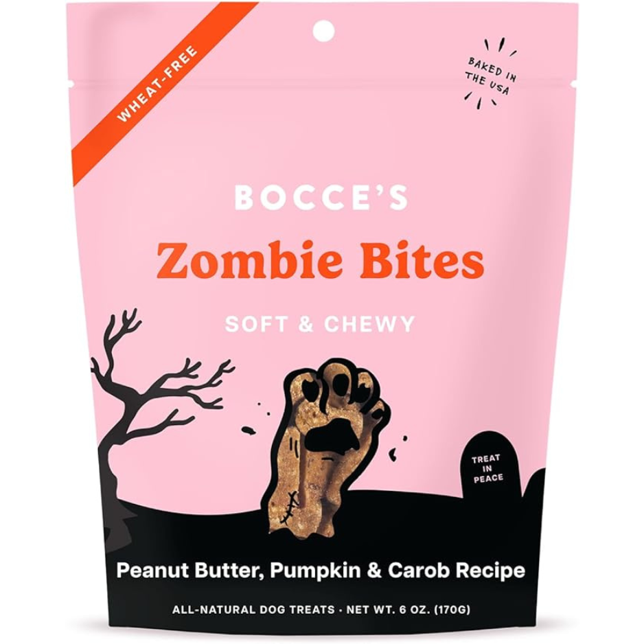 Bocce's Bakery Zombie Bites Pumpkin & Peanut Butter Flavor Soft & Chewy Dog Treats, 6 oz