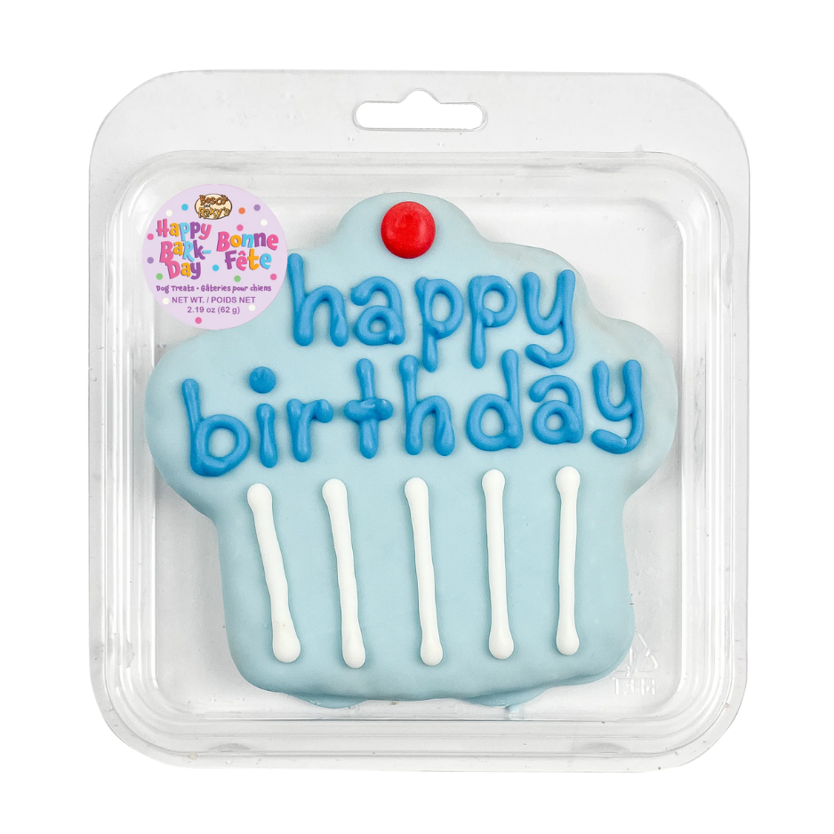 Bosco & Roxy's Prepackaged Giant Happy Birthday Cupcake Blue Dog Treat