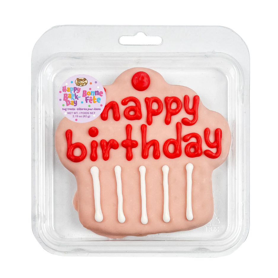 Bosco & Roxy's Prepackaged Giant Happy Birthday Cupcake Pink Dog Treat