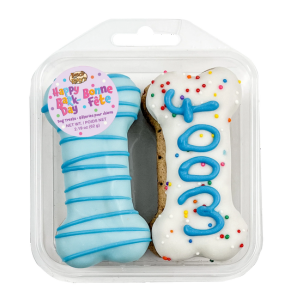 Bosco & Roxy's Prepackaged Happy Birthday Blue Woof It Up Bones Dog Treat 4pk