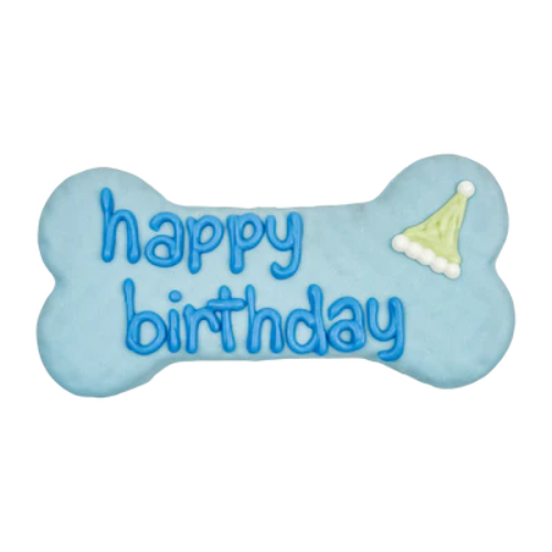 Bosco & Roxy's Prepackaged Happy Birthday Bone 8" Blue Dog Treats