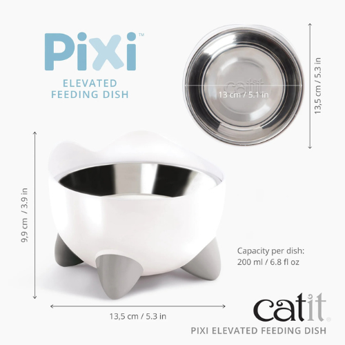 Catit PIXI Cat Elevated Feeding Dish White