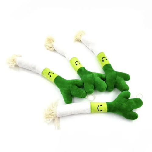 Cheerhunting Moo Fun Plush Leek with Rope Ends Cat Toy