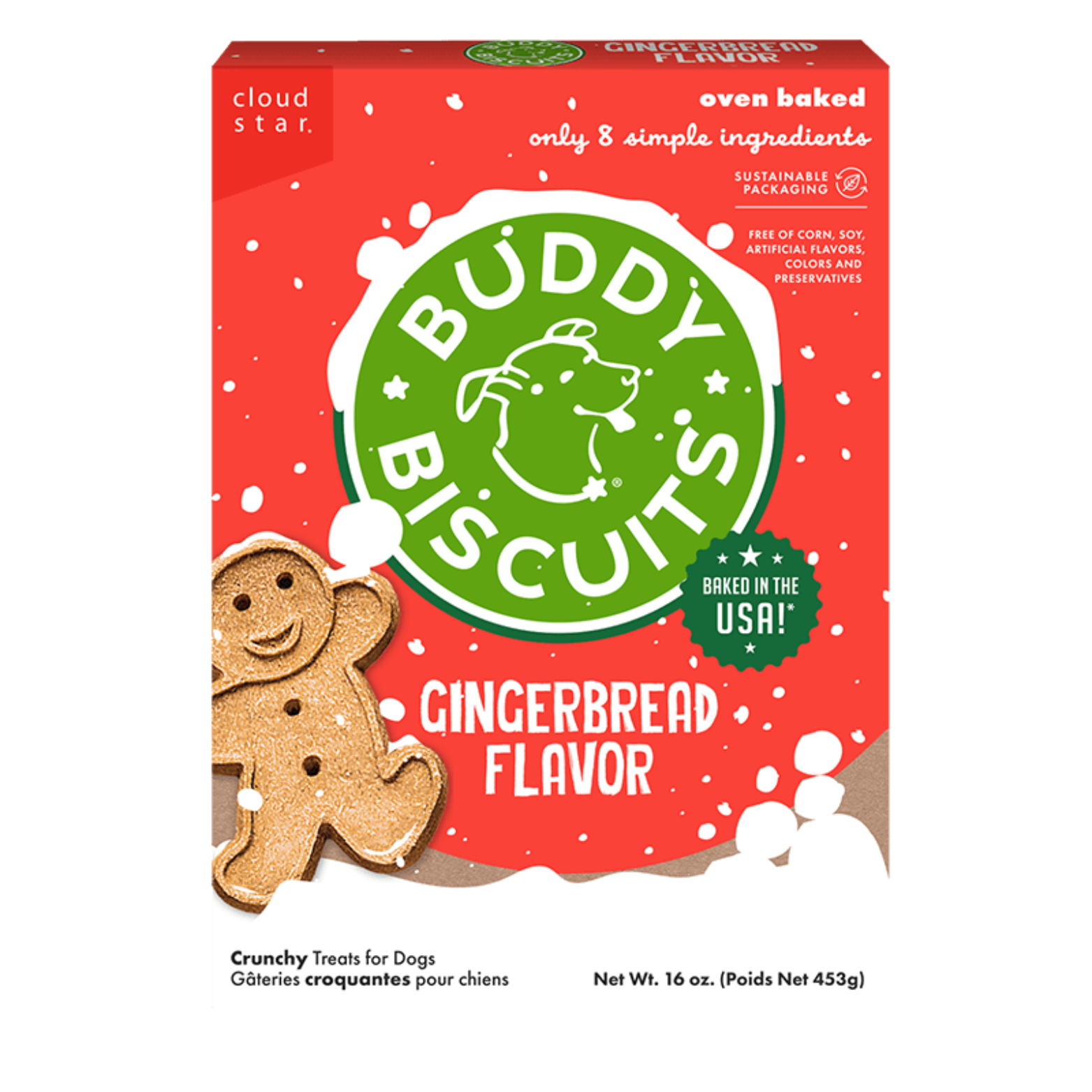 Cloud Star Buddy Biscuits Crunchy Dog Treats Gingerbread 16 oz