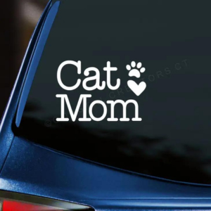 Coastal Creators of Connecticut "Cat Mom Heart Paw" White Vinyl Car Window Sticker Decal - Mutts & Co.
