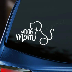 Coastal Creators of Connecticut "Dog Mom" White Vinyl Car Dog Sticker Window Decal - Mutts & Co.