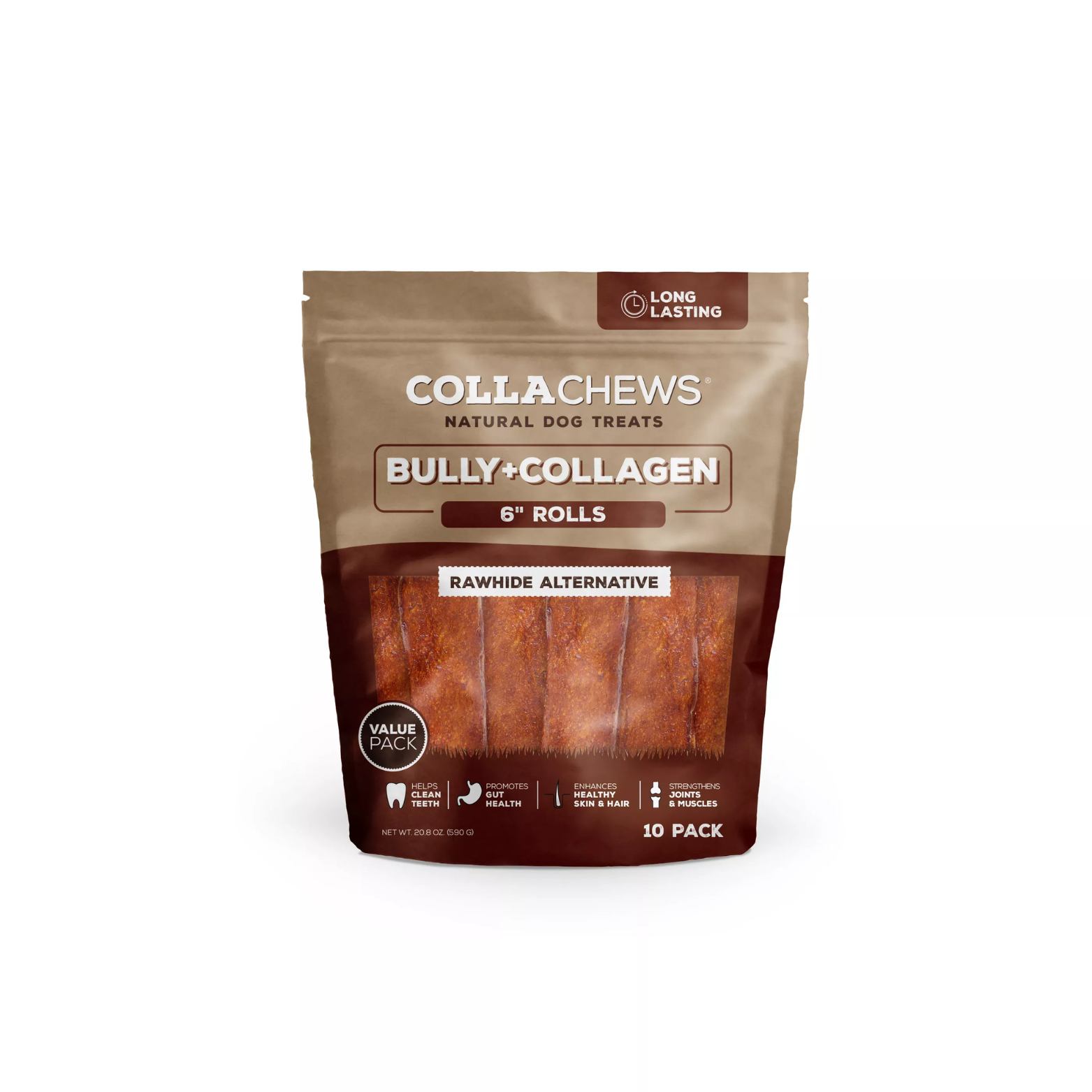 CollaChews Rawhide Alternative Collagen Chips Dog Treats Bully 11oz