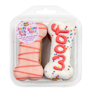 Bosco & Roxy's Prepackaged Happy Birthday Pink Woof It Up Bones Dog Treat 4pk