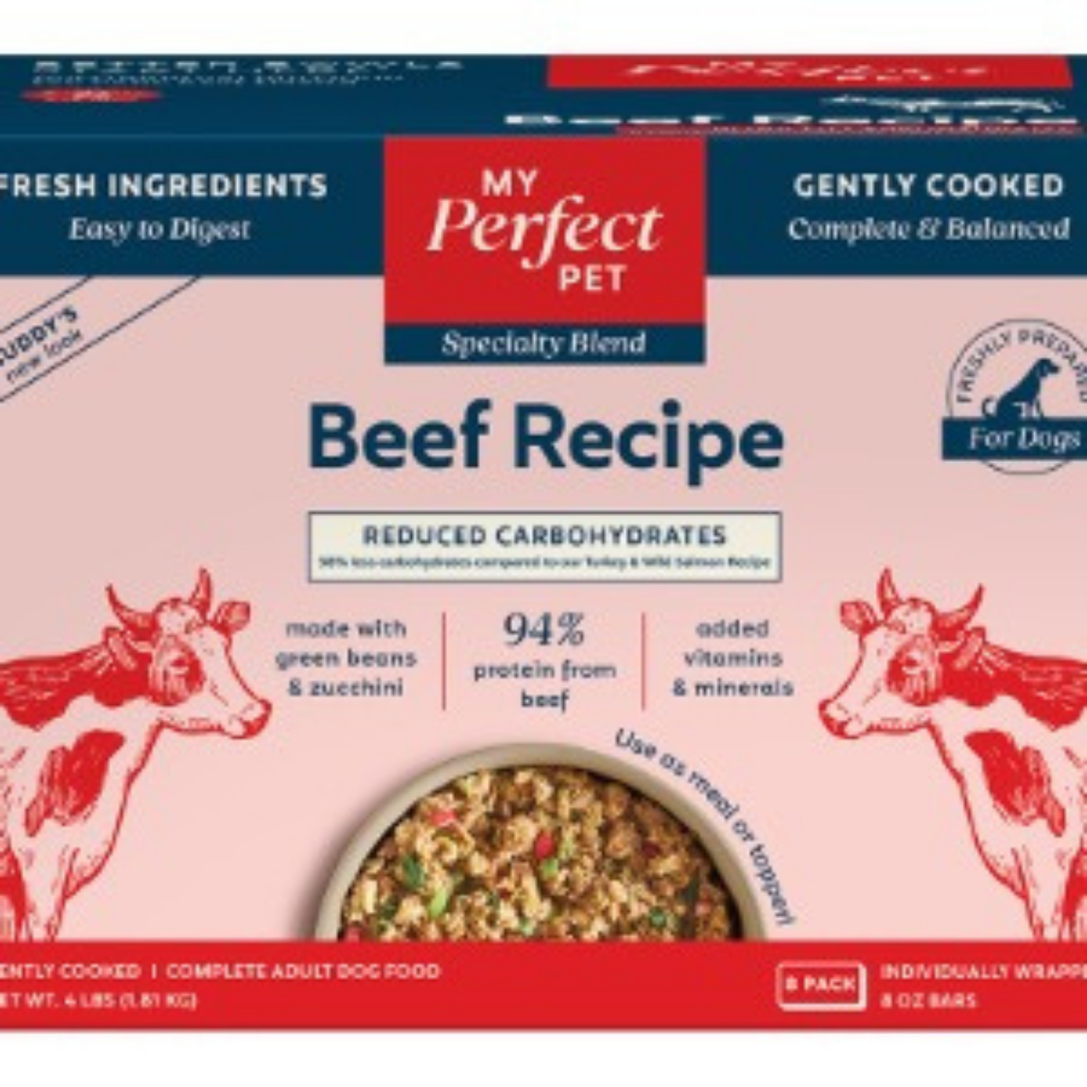 My Perfect Pet Buddy's Low Glycemic Beef Grain Free Blend Gently Cooked Dog Food