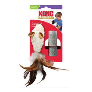KONG Cat Refillables Feather Mouse White Catnip Cat Toy - Mutts & Co.