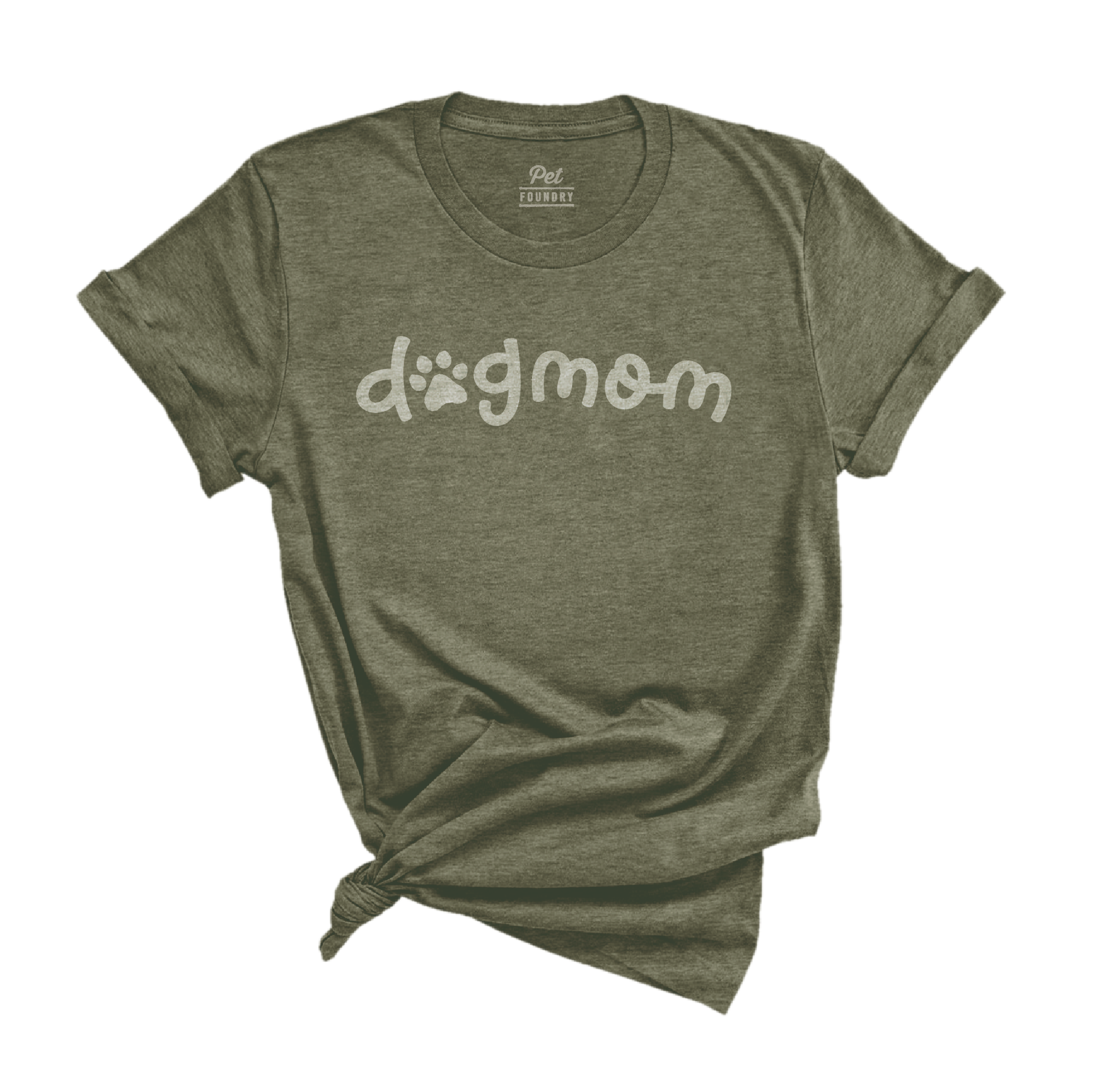 The Pet Foundry D*g Mom Short Sleeve Tee  Heather Olive