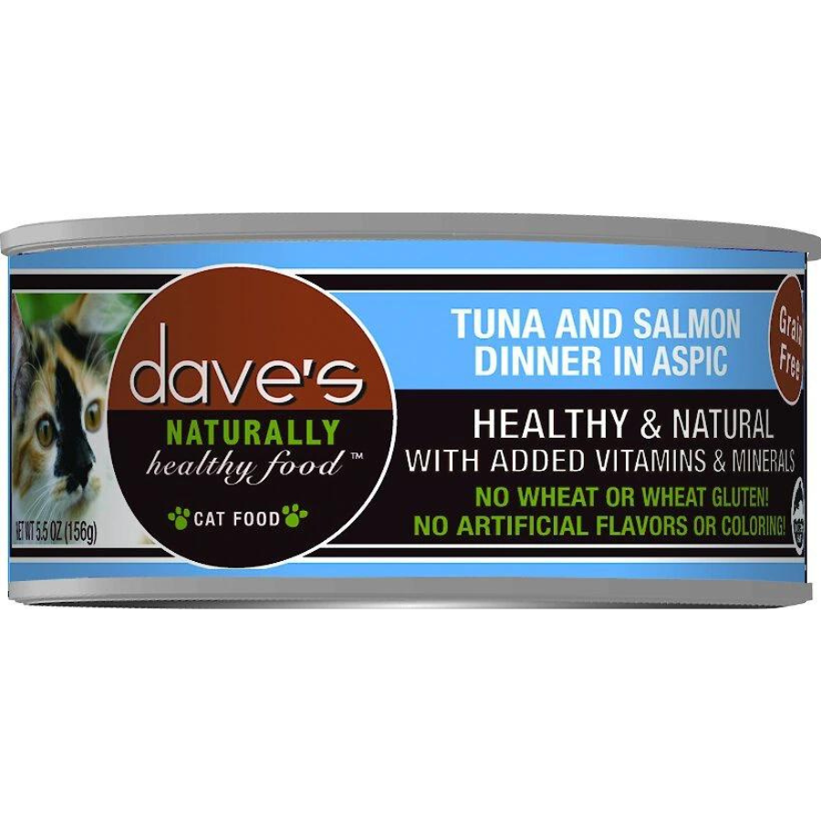 Dave's Pet Food Naturally Healthy Grain-Free Tuna & Salmon Dinner in Aspic Canned Cat Food - Mutts & Co.