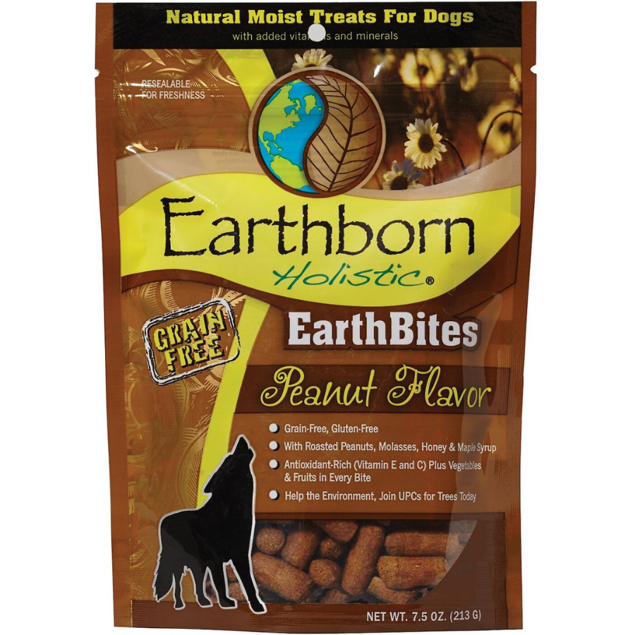 Earthborn Holistic EarthBites Peanut Flavor Natural Moist Treats for Dogs 7.5oz