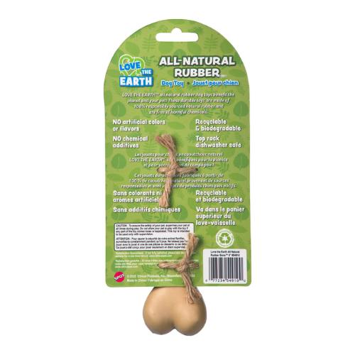 Ethical Pet SPOT Love the Earth Natural Rubber Bone Dog Chew Toy, 6"