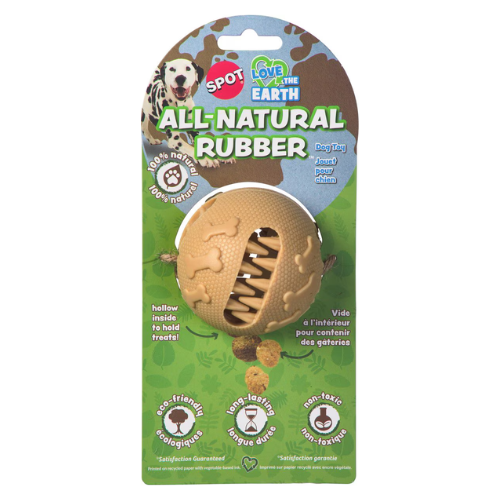 Ethical Pet SPOT Love the Earth Natural Rubber Treat Ball Dog Toy, 3"