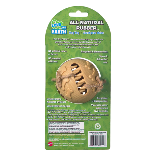 Ethical Pet SPOT Love the Earth Natural Rubber Treat Ball Dog Toy, 3"