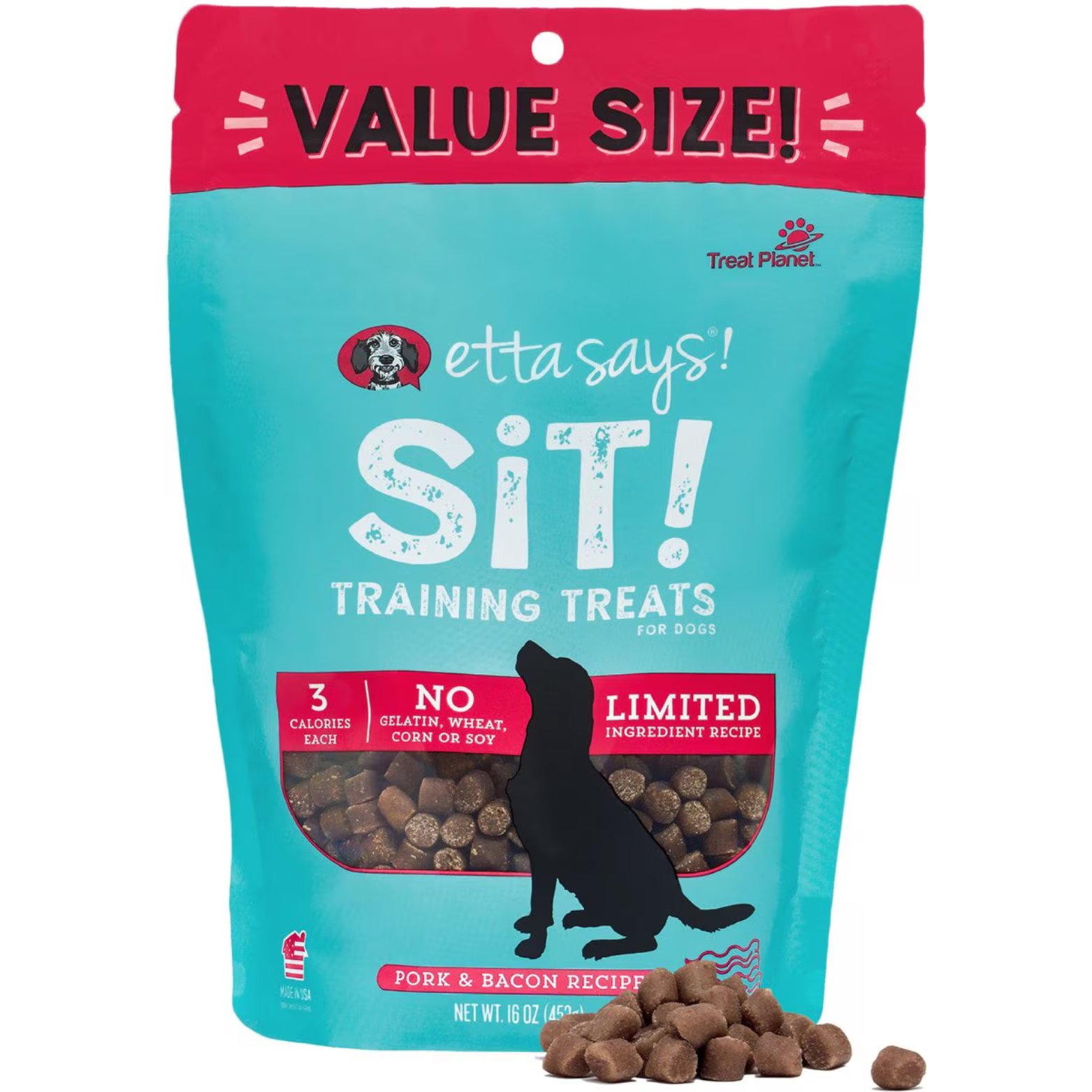 Etta Says! Sit! Training Treats Bacon Recipe Dog Treats 1-lb