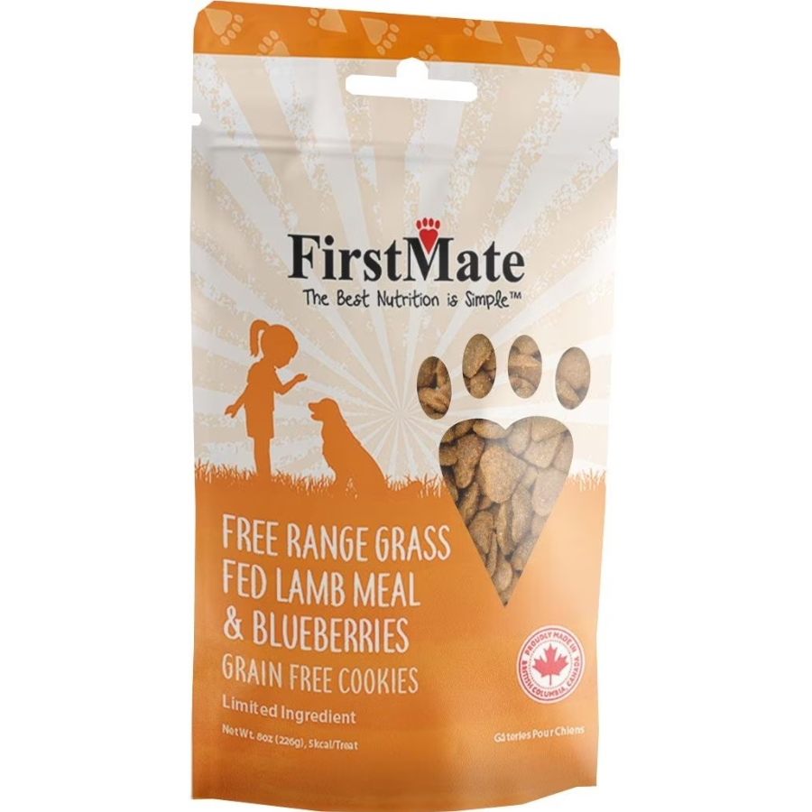 FirstMate Free Range Grass Fed Lamb & Blueberry Dog Treats, 8 oz