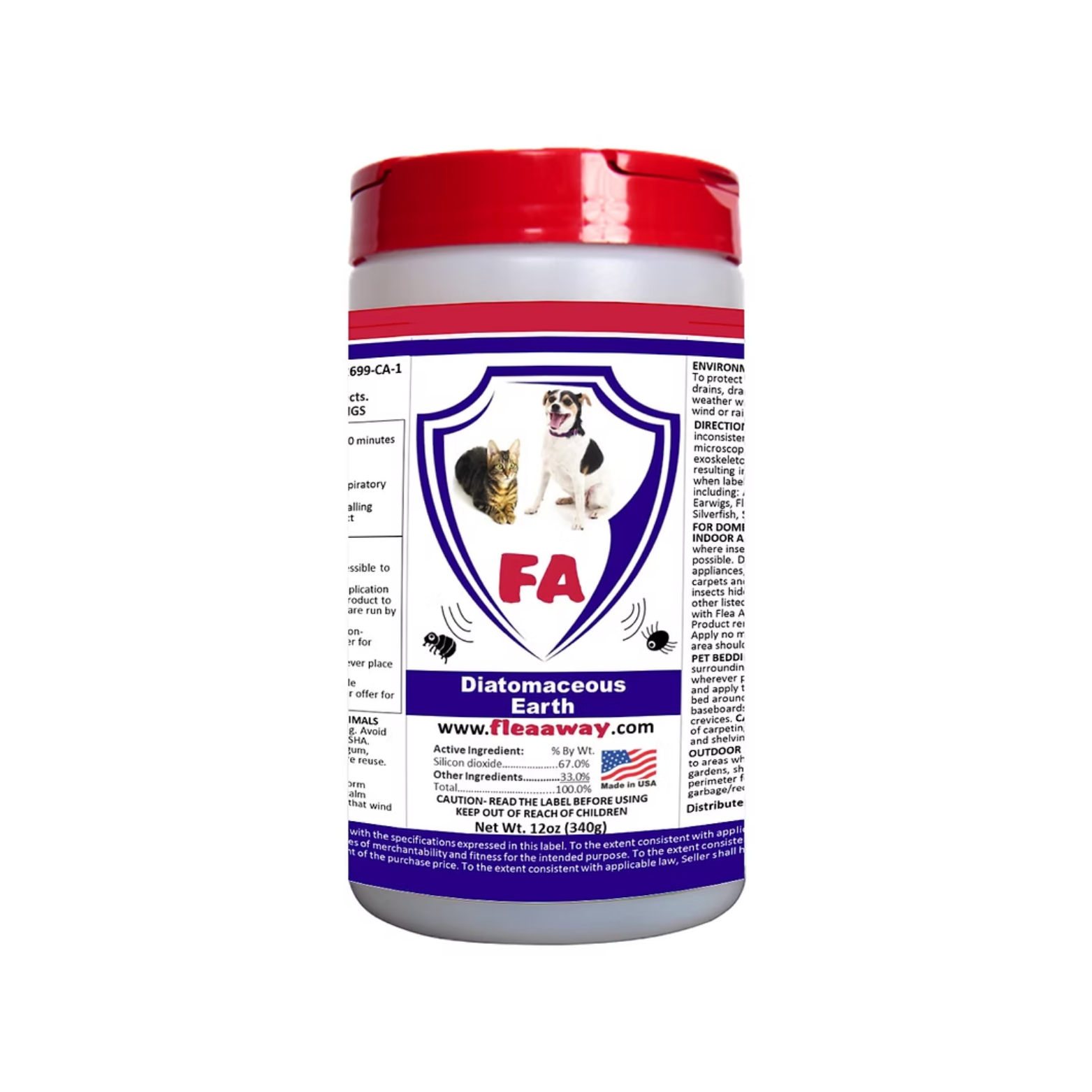 Flea Away Diatomaceous Earth Flea Killer Dog & Cat 12oz