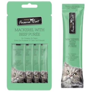 Fussie Cat Mackerel & Beef Puree Cat Treats, 2 oz - Mutts & Co.