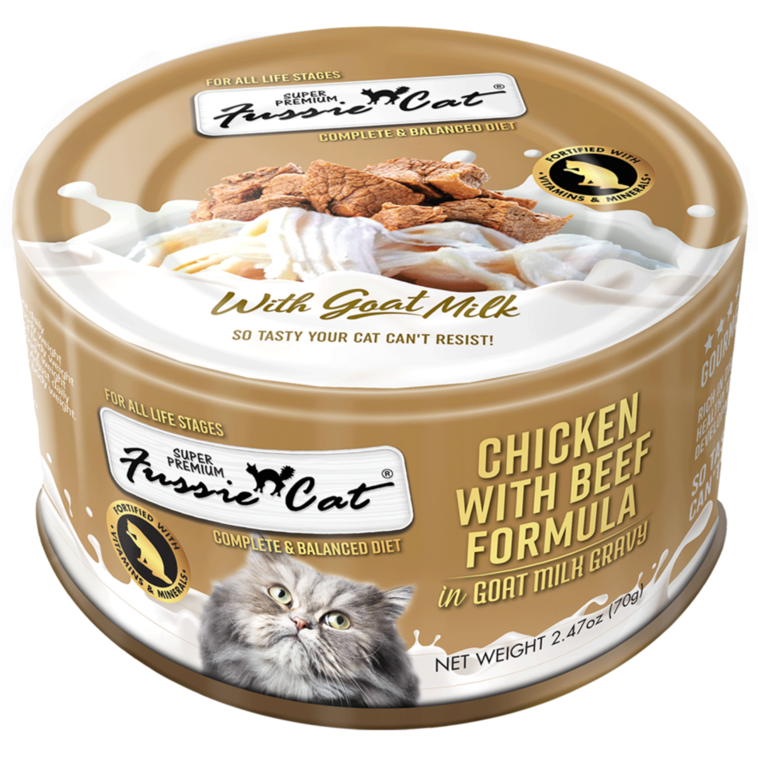 Fussie Cat Premium Chicken with Beef in Goats Milk Wet Cat Food, 2.47-oz